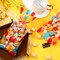 100 PCS Birthday Party Treat Bags Bright Balloon Print Clear Plastic Cellophane Candy Goodie Gift Bags with 100 Pieces Silver Twist Ties for Birthday Party Decorations